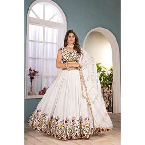 High Quality Fashion Lehenga Choli with Chinnon Fabric <b>Beautiful</b> Embroidery Ideal for Engagement Party and Festival Occasion - Product Image 1