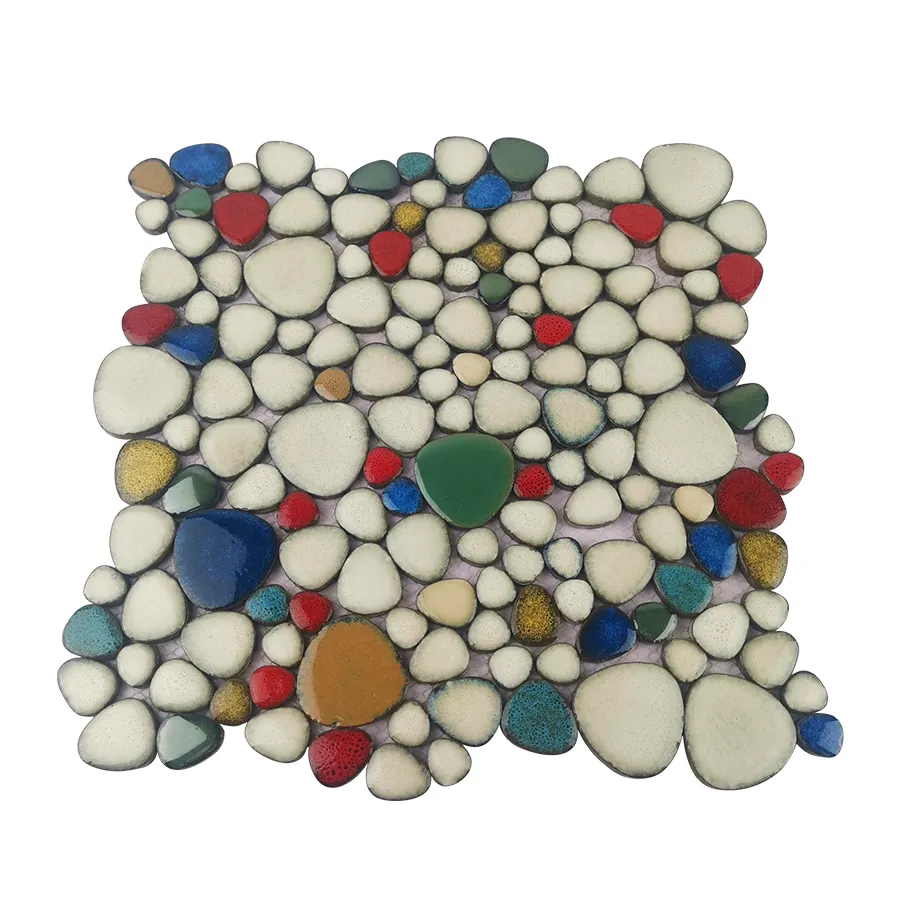 GUCI mixed colored round flat pebble mosaic wall floor pool pond decorazione del bagno design personalizzato