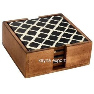 Premium Quality Classic Elegant Round Wooden Coaster Set 4 <b>Fire</b> Finish Modern Design Eco-Friendly 100mm Diameter 10mm Thickness - Product Image 5