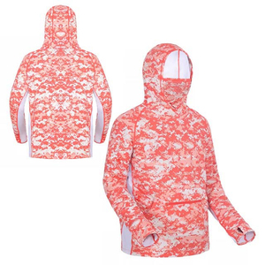 Logotipo personalizado ligero al aire libre pesca con capucha camisa de manga larga de poliéster de secado rápido transpirable UPF50 + protección al por mayor - Product Image 5