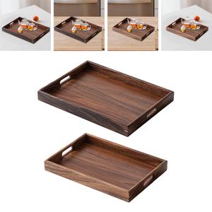 Venta al por mayor de platos de madera para servir, bandeja rectangular de madera maciza de Acacia natural para servir - Product Image 5