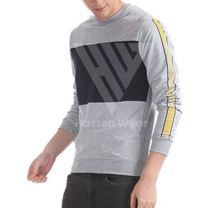 สเวตเชิ้ตทรงพอดีตัวสำหรับผู้ชาย, สเวตเชิ้ตลำลองคอกลมผ้าฝ้ายผสมลายทางแฟชั่นใหม่ปากีสถาน - Product Image 2