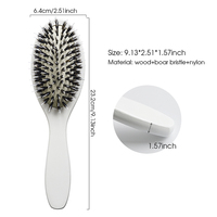 Nuevo Producto, Empaque Personalizado, Cepillo para Extensiones de Cabello con Cerdas de Jabalí Recubiertas de Nailon Blanco y Mango de Madera