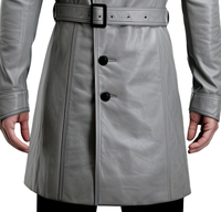 Manteau long de luxe en cuir véritable, imperméable, respirant, anti-plis, doublé, ceinturé, col montant, prix d'usine, pour l'automne