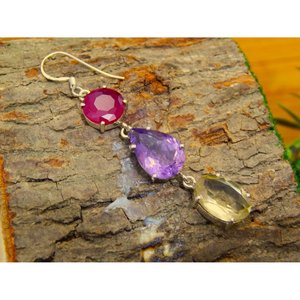 Boucles d'oreilles multi-pierres naturelles en argent sterling 925 véritable cadeau d'anniversaire de mariage en pierre de topaze pour ses bijoux de mariage élégants - Product Image 3