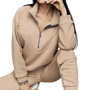 2 Pcs Set Fall Sweatshirt Pants Set Loose Warm Stand Collar Elastic Waist Lady Clothing>Women's Sets - Product Image 1