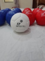 LITTLE VILL INDUSTRIES Ensemble de boules de boccia en cuir synthétique cousues à la main de haute qualité, kit d'arbitre complet, 1 sac de transport, 6 boules rouges/bleues