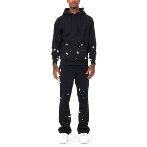Conjunto de Chándal Personalizable de 400GSM para Hombre, Invierno, Ropa Personalizada de Marca con Pantalones Acampanados y Chaqueta - Product Image 1