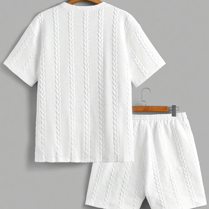 Conjunto de algodón de verano para hombre, traje informal de tela de secado rápido transpirable para vacaciones en la playa, tendencias 2025 para hombres - Product Image 3