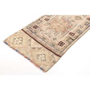 Alfombra Vintage Estilo Runner, Alfombra Turca de 2.7x10.3 pies, Alfombra de Lana a Cuadros Marrón - Product Image 2