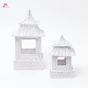 Natural Handmade <b>Rattan</b> Pagoda <b>Lantern</b> Set for Home Party Holiday Decoration Made in Vietnam - Product Image 6