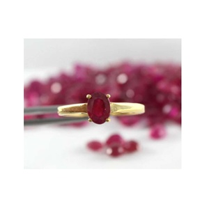 Anillo ovalado de oro amarillo de 14k y rubí rojo Natural, bisutería de fabricante de joyería, 5x7mm - Product Image 4
