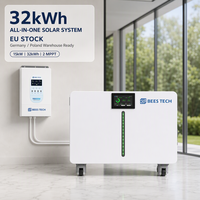 Système solaire LiFePO4 32 kWh 51,2 V 640 Ah avec plus de 11 000 cycles, bande lumineuse LED et onduleur 15 kW pour stockage d'énergie solaire, stock UE