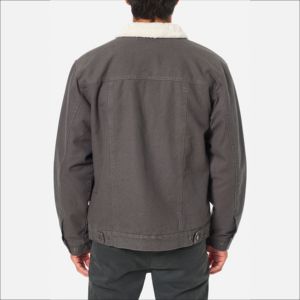 Chaquetas de Invierno para Hombre de Alta Calidad, Estilo Sherpa, Cuello Camisero, 100% Algodón, Color Gris Oscuro, Lavado Personalizado, MOQ Bajo - Product Image 4