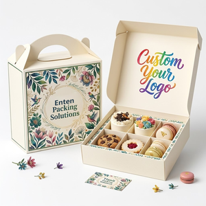 Vente en gros de boîte d'emballage biodégradable pour bouffée de dessert beignet avec logo personnalisé boîte de papier pour beignet avec anneau rempli glacé de <span class=keywords><strong>boulangerie</strong></span> - Product Image 5