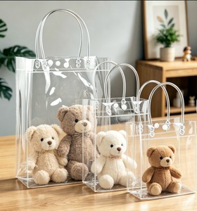 Custom Size Clear PVC Waterproof Packaging <b>Bag</b> Snap Button | Heavy Duty <b>Vinyl</b> Shopping Pouch for Beverage Gift Tote 100pcs Cakes - Product Image 4