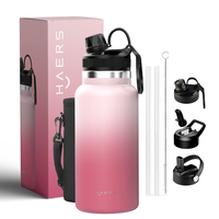 Prêt à expédier 32oz bouteille de sport en acier inoxydable logo personnalisé avec paille