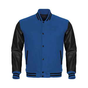 Veste universitaire pour homme en cuir de vache véritable, coupe ajustée décontractée, blouson aviateur, veste de baseball pour homme d'hiver - Product Image 1