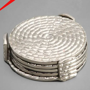 Premium Quality <b>Round</b> Shape Silver Finished Metal Stainless Steel Designer Coaster for Hotel Restaurant And Bar - Product Image 5