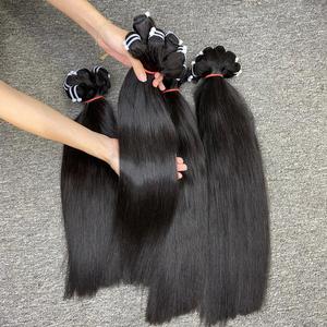 Venta al por mayor de extensiones de cabello Remy de Vietnam de alta calidad paquetes rectos de doble dibujado con para cutículas frontales de encaje alineados - Product Image 1