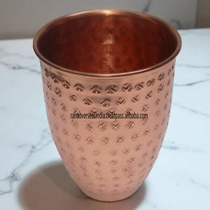 Gobelet à eau en cuivre pur martelé traditionnel Produit de bien-être ayurvédique et vaisselle pour la maison et les cadeaux à bon prix - Product Image 5