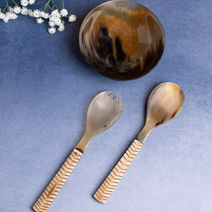 จานเขาควายขัดทรงกลม aaliyan ถ้วยใช้แล้วทิ้งสำหรับบ้านสไตล์โบโฮวินเทจ - Product Image 1