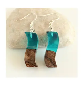 ไม้เรซิ่นต่างหูขนาดที่กำหนดเองเครื่องประดับต่างหูแฟชั่นที่ทันสมัยสำหรับผู้หญิงหัตถกรรมผลิตภัณฑ์สำหรับขาย - Product Image 1