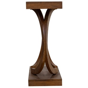 Últimos diseños modernos Tapa rectangular de madera maciza con acabado marrón rústico Patas curvas Entrada Mesa de consola de madera - Product Image 6