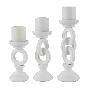 Wooden <b>Candle</b> <b>Holder</b> White Chain Design for Living Room Decor Clean Look Tabletop Decorative Home Styling Wholesale From India - Product Image 1