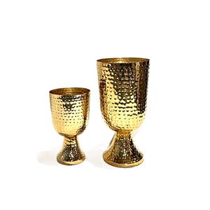 Juego de jarrones de cristal de Metal modernos, 2 láminas de hierro de aluminio chapadas en oro, soporte para flores, centro de mesa de dormitorio, jarrón de Metal, nueva textura - Product Image 4