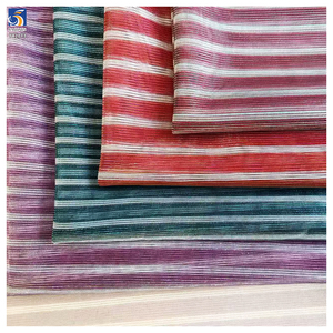 YX1273 Kain Rajut Polyester Laser Lurex Chiffon Tebal Bergaris Baru 1 Yard untuk Kostum Tari yang Berubah Warna - Product Image 2