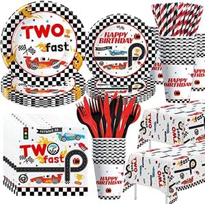 Deux assiettes et serviettes rapides Décorations de fête de voiture de course Sports de course Thème Deux rapides Enfants Garçons Fournitures d'<span class=keywords><strong>anniversaire</strong></span> Faveurs - Product Image 4