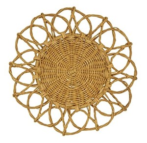 <b>Round</b> Wicker Flower Rattan Placemat Woven <b>Tablemat</b> for Dining Table Enhancing Table Decor with Natural Style - Product Image 6
