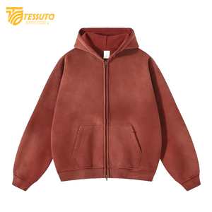 Usine de qualité Logo personnalisé imprimé à capuche poids lourd 100% coton lavage à l'acide conception hiver hommes sweats à capuche tricotés - Product Image 3