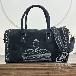 Sac de voyage en cuir suédé personnalisé pour unisexe, polochon de voyage en cuir véritable, sac de nuit Weekender, grande capacité - Product Image 1