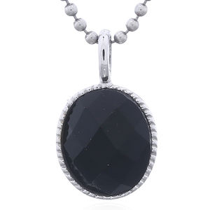 Magnifique pendentif ovale en agate noire avec bélière en argent 925 - Product Image 1