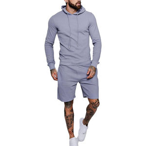 Nouvel ensemble de survêtement en molleton de coton d'été pour hommes, deux pièces, streetwear, manches courtes, sweat-shirt et short - Product Image 6