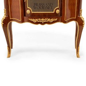 Armoire classique en bois avec dessus en marbre, panneau en maille bronze doré, style français, armoire de rangement de luxe - Product Image 4