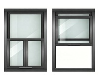 Ventana Corredera Vertical Automática Moderna de Aluminio Negro, Ancha, Antiruido, Contra Incendios, para Seguridad Exterior