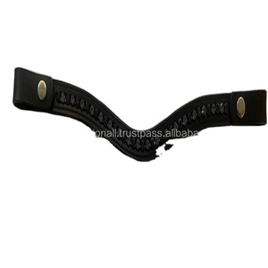Correa de cuero de canal vacío para cejas de caballo, con dos tonos, negro, perlas grandes, ostentosas, en todos los tamaños personalizados, venta al por mayor, productos de caballo - Product Image 1