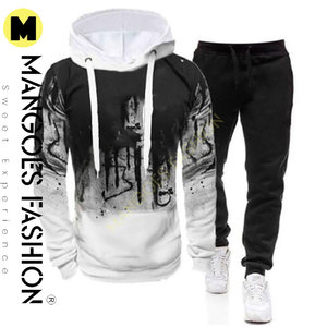 Chándal de Dos Piezas para Hombre, Conjunto de Chándal de Algodón 100%, Pantalones Deportivos y Sudadera con Capucha, Suéter de Lana, Prémium, Unisex, Invierno - Product Image 3