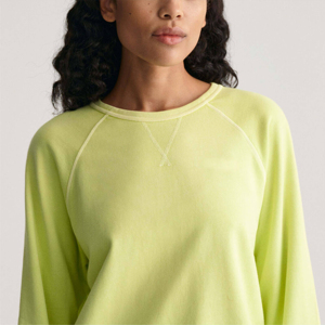 400gsm Streetwear Color sólido teñido moda manga larga cuello redondo mujeres sudaderas algodón personalizado teñido mujeres sudaderas - Product Image 4