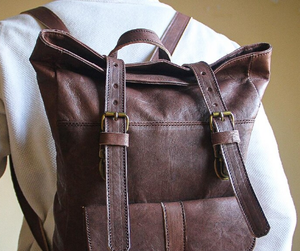 Sac à dos en cuir marocain fait à la main: sac de voyage vintage - Product Image 2