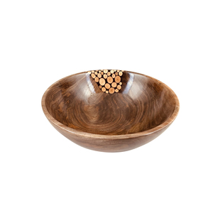 Food and <b>Soup</b> Serving Bowl Tabletop Decorative Dinner Utensils Round Shape Wooden Bowl With <b>Spoon</b> Food Serving Bowl Tabletop - Product Image 4