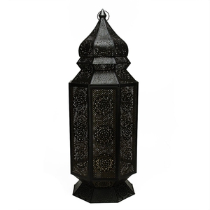 Great Quality Black And <b>Gold</b> Moroccan Style Candle Table <b>Lantern</b> Metal Iron Decorative Home Decor <b>Lantern</b> With Cutout Designs - Product Image 6