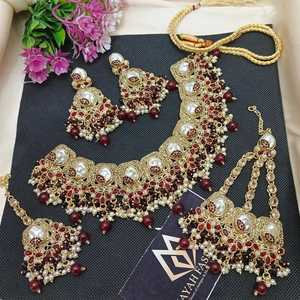 Últimos Diseños de Collares Hechos a Mano, Joyería India para Mujer, Conjuntos de Joyería Nupcial para Bodas, Conjuntos de Joyería Chapados en Oro para Mujer - Product Image 4