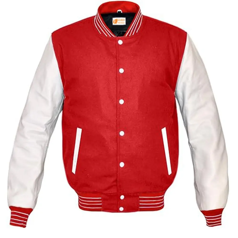 Großhandel Custom Logo Herren Premium College Baseball Uni Jacke High School Letterman Bomber Wolle Körper mit Kuhhaut