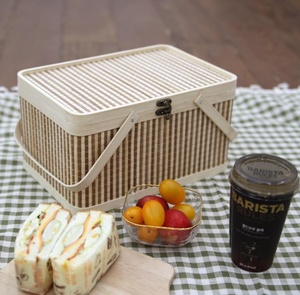 Cesta de bambú hecha a mano, multiusos, con mango - Product Image 2