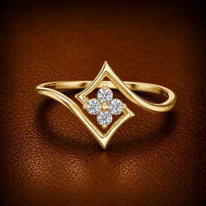 Bague de fiançailles en or jaune 14K 18K avec diamant de laboratoire taille brillant rond, serti en grappe, DEF VVS, bijoux fins, vente en gros OEM - Product Image 1