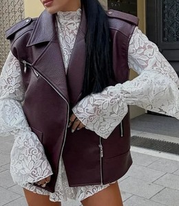 Gilets pour femmes au design élégant et tendance, respirants, en peau de mouton, qualité supérieure, cuir véritable, veste tendance - Product Image 5